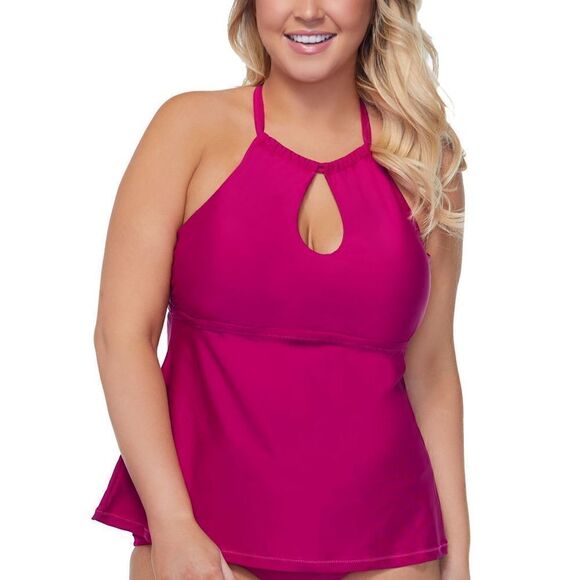 1508 Raisins Curve Rosalie keyhole halter Tankini PINK sz 14W new - Picture 1 of 1